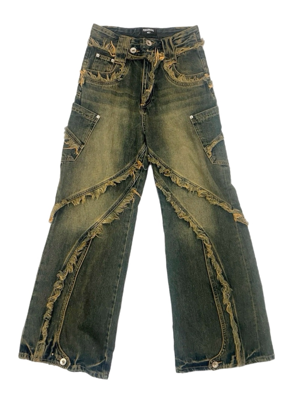 PersonSoul distressed denim jeans with frayed edges and rips (M)